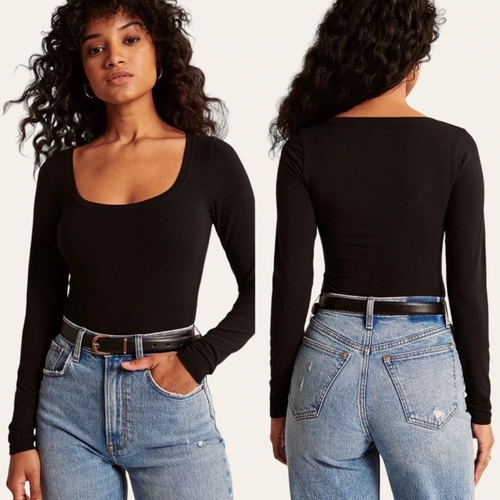 Abercrombie & Fitch Long Sleeve Bodysuit | Black | Medium - Picture 3 of 9